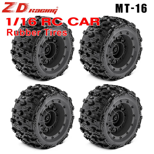 ZD Racing 4pcs 1/16 RC Monster Truck Tires 84mm Rubber 12mm Hex for SCY 16101/16102 PRO