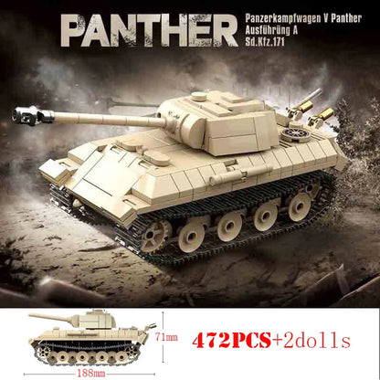 WW2 German Panther Medium Tank Building Blocks Military Brick Model Toy Set