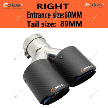 EPLUS Car Carbon Fiber Matte Muffler Tip Y Shape Double Exit Exhaust Pipe Mufflers Nozzle Decoration Universal Stainless Blue-EXPROTAS
