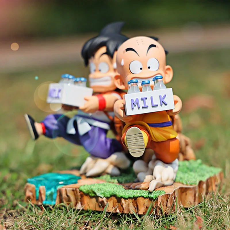 15CM Dragon Ball Anime Figure Son Goku and Krillin Milk Delivery Model Action Figures Periphery Doll PVC Model Gifts Toys-EXPROTAS
