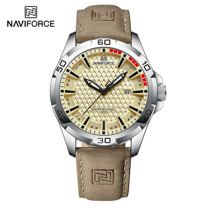 NAVIFORCE Men Casual Sport Military Quartz Calendar Wrist Watch for Man Business Leather Waterproof Male Clock Relogio Masculino-EXPROTAS