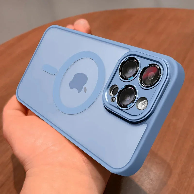 Matte Frosted MagSafe Case for iPhone 11-15 Pro Max Plus Lens Protection