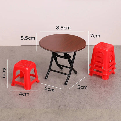 Miniature Vintage Table and Chair Set Dollhouse Furniture for Kids Play