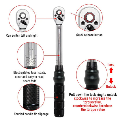 ThinkRider Professional NL-15 PRO Bicycle Bike Torque Wrench 2-20N·m Allen Key Tool Socket Spanner Set Kit-EXPROTAS