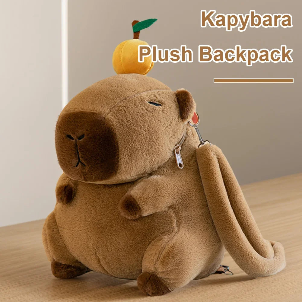 Capybara School Bag Plush Backpack Kawaii Cute Large Capacity for Kids