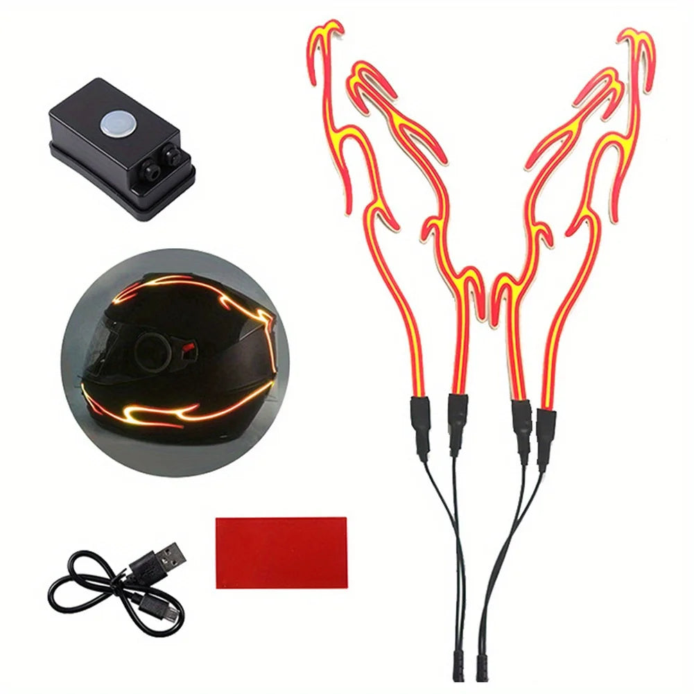 4 in 1 Motorcycle Helmet LED Cold Light Waterproof Strip Sticker Flashing Warning Lights Night Riding Chargeable Accessories-EXPROTAS