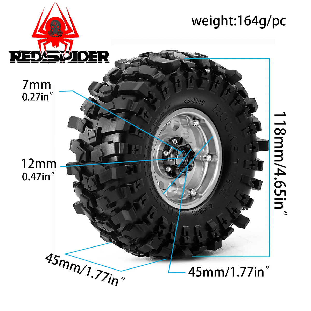 4PCS Beadlock Wheel Rims 1.9" Metal for 1/10 RC Crawler Axial TRX4