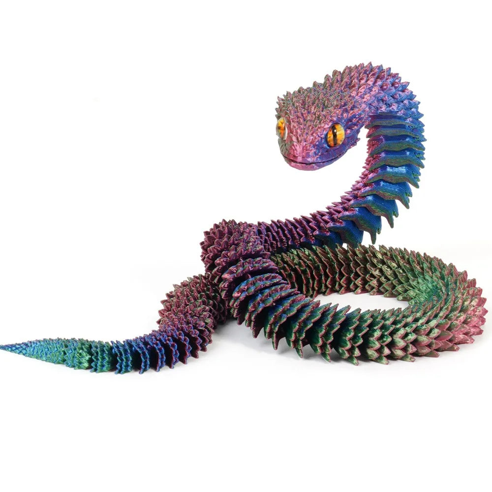 Flexible 3D Printed Snake Toy 60cm Multicolor PLA Fun
