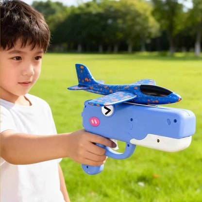 Dinosaur Foam Airplane Launcher Toy Glider Planes for Kids Outdoor Fun