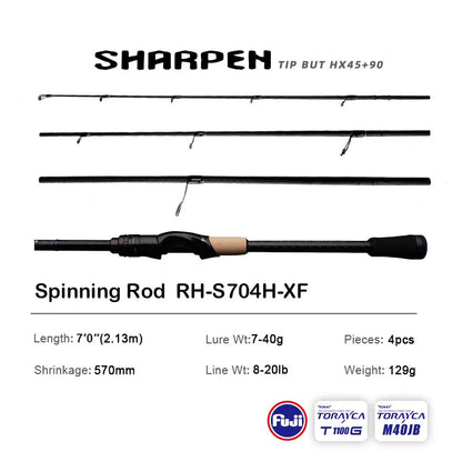 PURELURE SHARPEN Travel Rod XF/MF Action Spinning Casting Rod w/ FUJI Parts