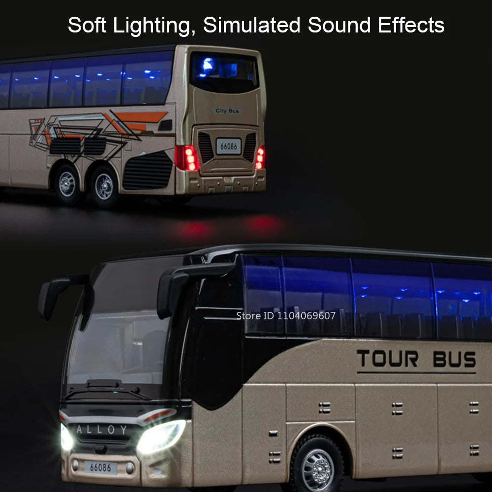 1:30 Sound Light Double Decker Bus Alloy Diecast Model for Kids Gifts