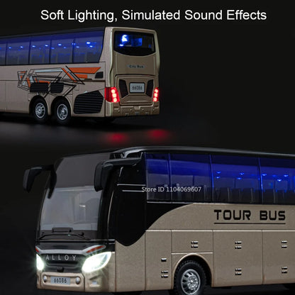 1:30 Sound Light Double Decker Bus Alloy Diecast Model for Kids Gifts