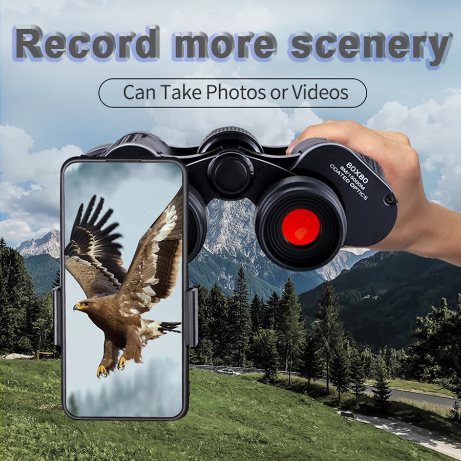 80x80 HD Binoculars High Magnification Portable Hunting Camping Outdoor Optics