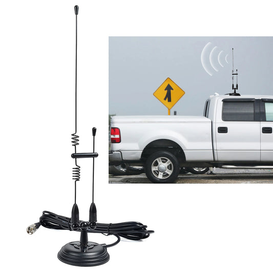 Dual Band Magnetic Antenna | 2m VHF/UHF Base Whip with RG58 Coax & Mount 13ft