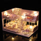 Wooden Miniature Duplex Dollhouse DIY 3D Puzzle Kit with Furniture LED Decoration Gift - EXPROTAS