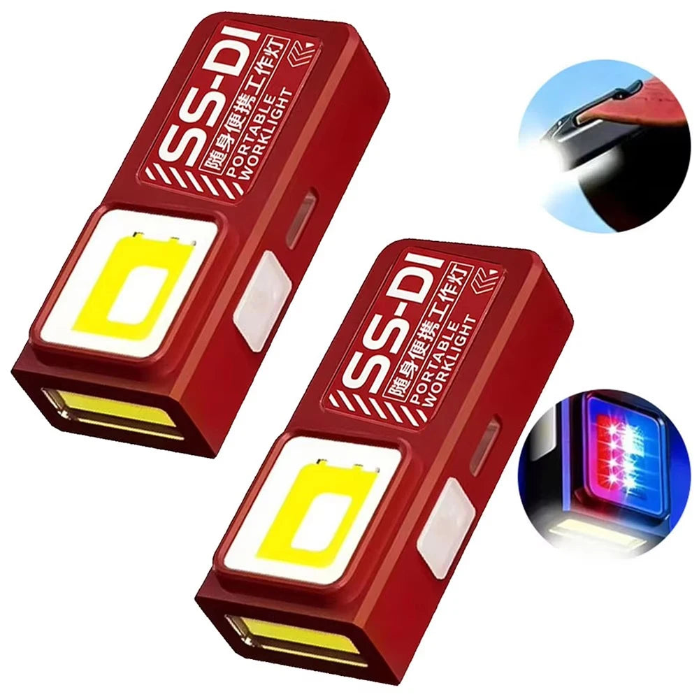 Mini LED Work Light USB Rechargeable COB Flashlight Magnetic Torch EDC