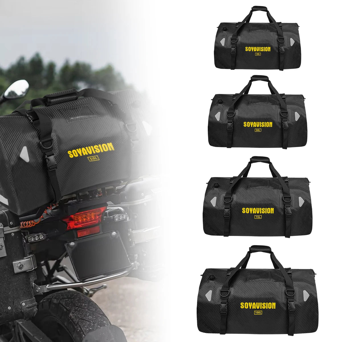 Universal Motorcycle Waterproof Tail Bags Back Seat Bags Cycling Camping Travel Bag Motorbike Scooter Sport Luggage Pack 66L 40L-EXPROTAS