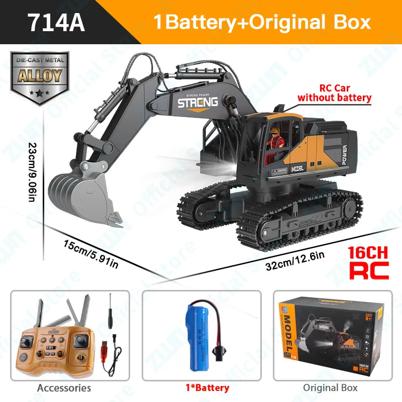 ZWN 1/16 1/20 RC Excavator Dump Truck Alloy Construction Vehicle Model Toy