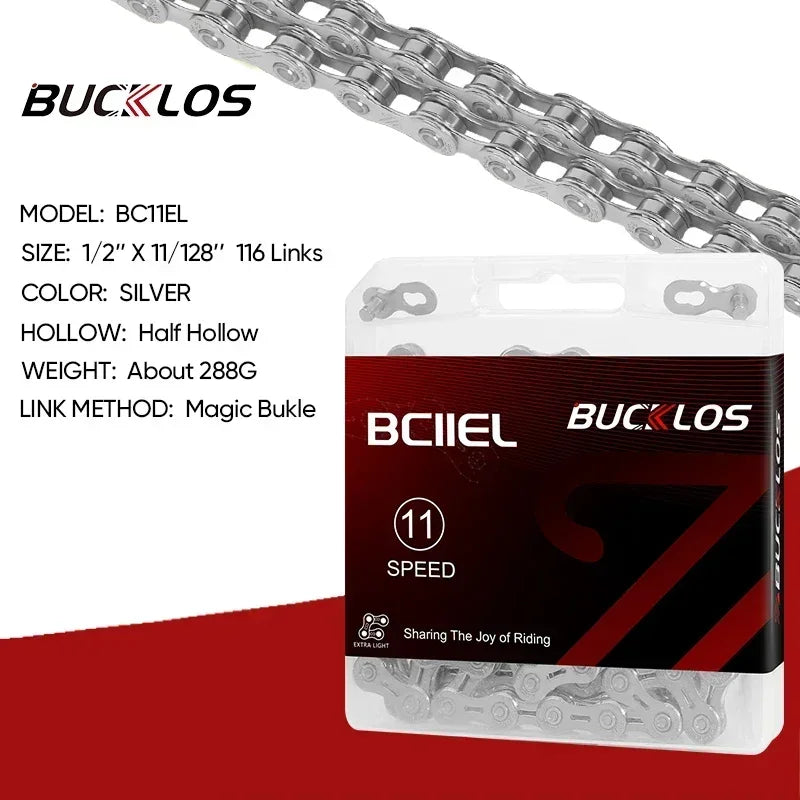 BUCKLOS 8-12 Speed Bike Chain MTB Road Bicycle Chain 116L Shimano SRAM