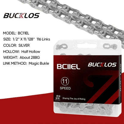 BUCKLOS 8-12 Speed Bike Chain MTB Road Bicycle Chain 116L Shimano SRAM