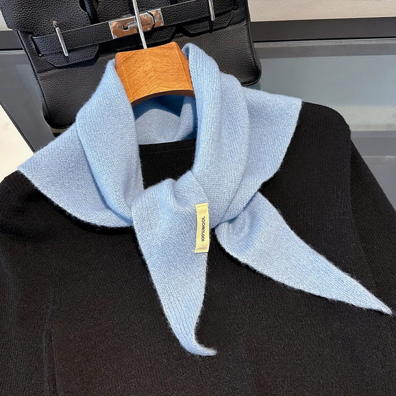 Korean Triangle Scarf Women Wool Knitted Triangular Headscarf Warm Shawl