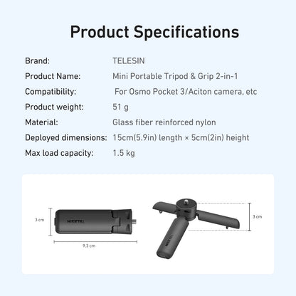 Quick Release Tripod Grip for GoPro DJI Insta360 Action Camera Hand Stick