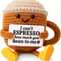 Funny Crochet Emotional Support Coffee Doll Handmade Desk Ornament Gift