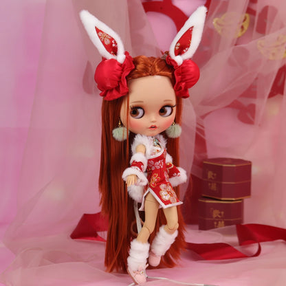 ICY DBS Blythe Doll Pouting Mouth Tan Skin Matte Face 1/6 BJD Joint Body
