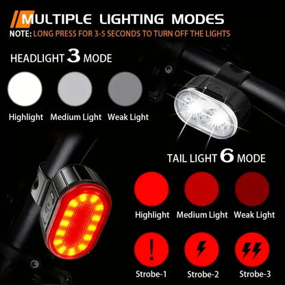 Rechargeable Bike Light Front Rear USB LED Torch Bicycle Lamp Waterproof
