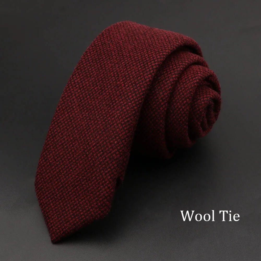 Men Necktie Wool Slim Brown Handmade Casual Ties Accessories