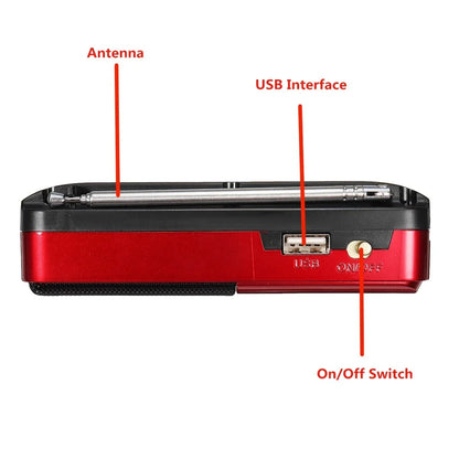 Portable FM Radio Speaker Mini USB Rechargeable Digital Player SD Music