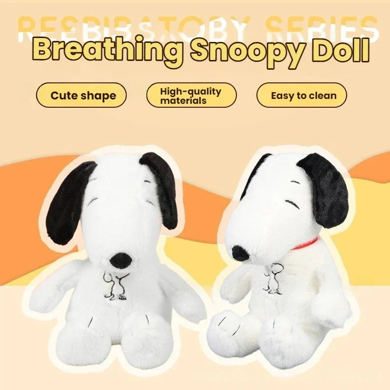 Snoopy Dog Baby Sleep Aid Plush Toy Music Light Soothing Breathing Doll
