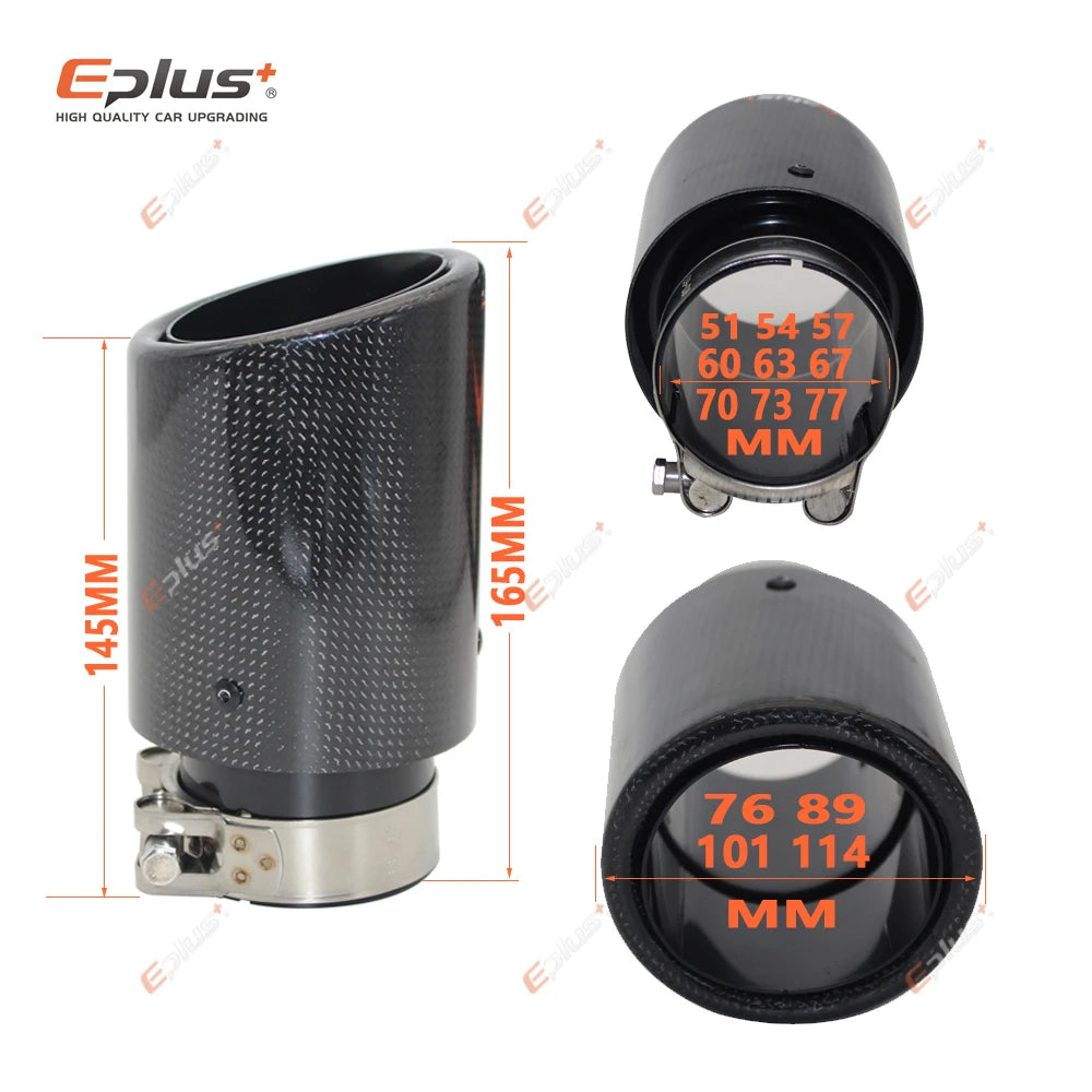 Matte Carbon Fiber Exhaust Tip Black Stainless Crimped Universal Muffler