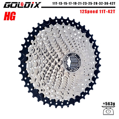 GOLDIX MTB Cassette 8/9/10/11/12 Speed 36T-52T HG for Shimano SRAM Freehub