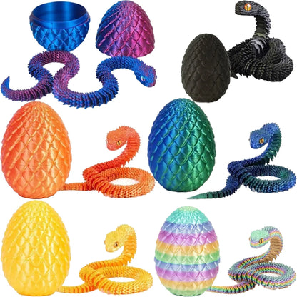 6pcs/set 3D Printed Snake Surprise Egg Decoration, Flexible Joints, The Best Gift for 3D Printing Enthusiasts