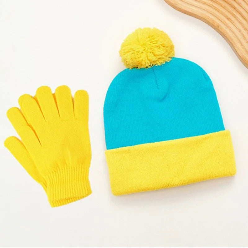 2pc Funny Christmas Beanie Hat Gloves Unisex Winter Knit Costume Accessories