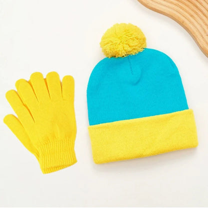 2pc Funny Christmas Beanie Hat Gloves Unisex Winter Knit Costume Accessories
