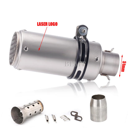 Universal Stainless Steel Slip-On Exhaust Muffler Carbon Look with DB Killer 51-60mm