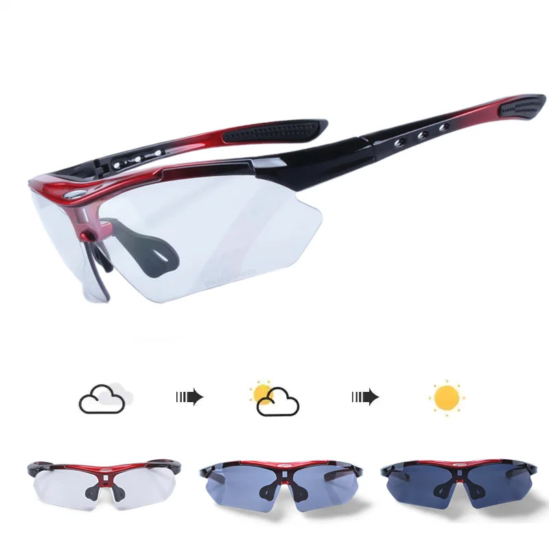 Photochromic Cycling Sunglasses TR90 Auto Lens MTB Road Bike Sports Eyewear
