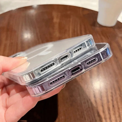 Clear MagSafe Magnetic Case for iPhone 7-15 Pro XS Max XR Plus Wireless Charge