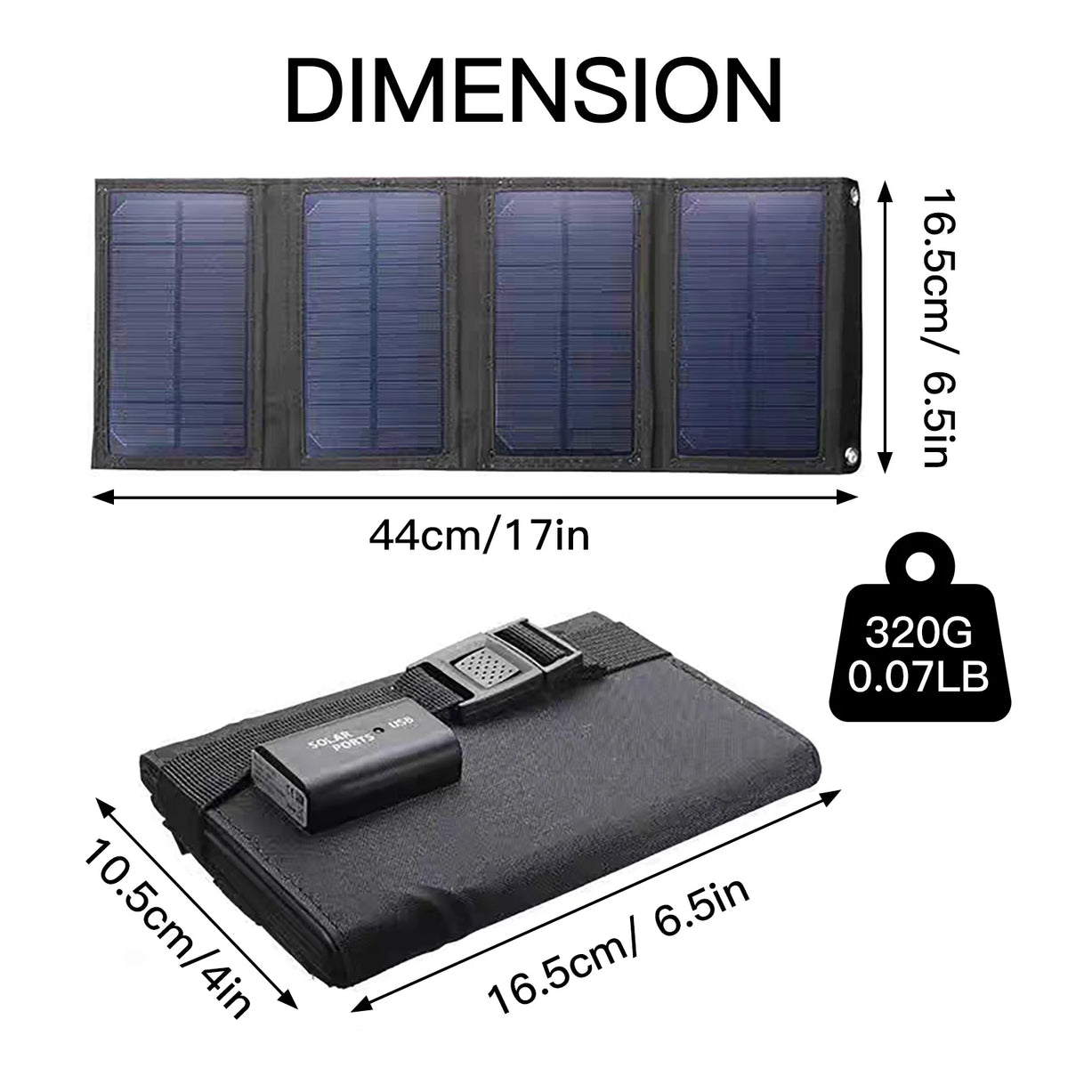 Portable Solar Panel 5V USB Charger Foldable for Camping Hiking Phone Power Bank