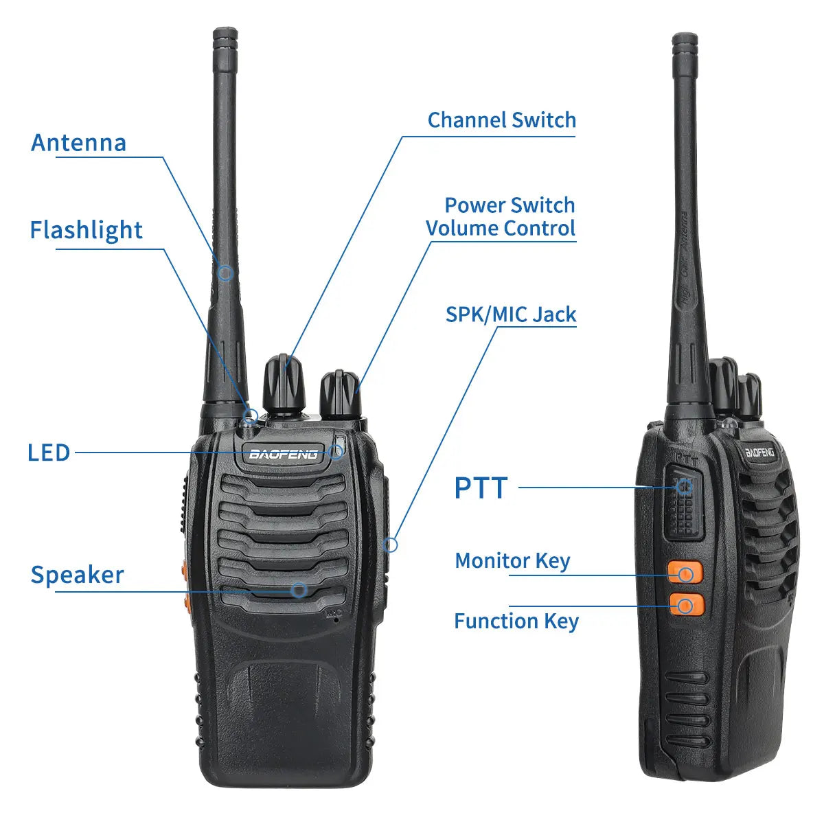 2x Walkie Talkie Baofeng BF-88E Long Range 400-470MHz Two Way Radio