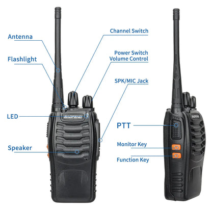 2x Walkie Talkie Baofeng BF-88E Long Range 400-470MHz Two Way Radio