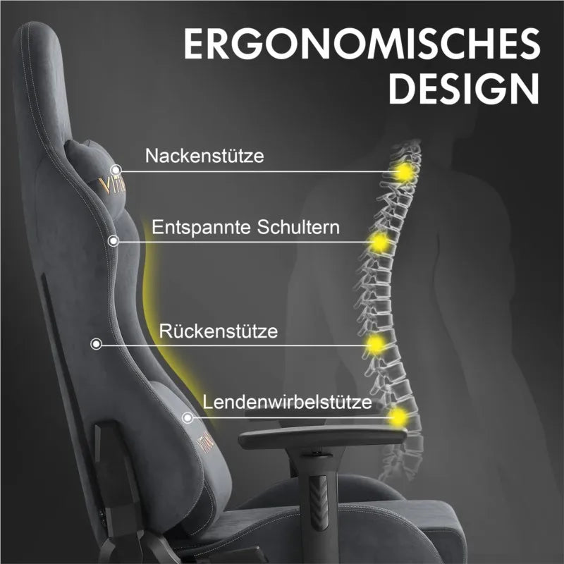 Kitinjoy Ergonomic Gaming Chair Suede High Back Recliner with Footrest - EXPROTAS
