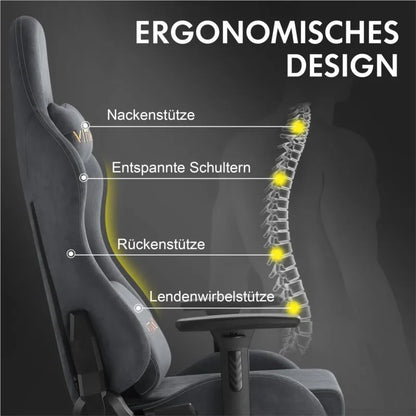 Kitinjoy Ergonomic Gaming Chair Suede High Back Recliner with Footrest - EXPROTAS