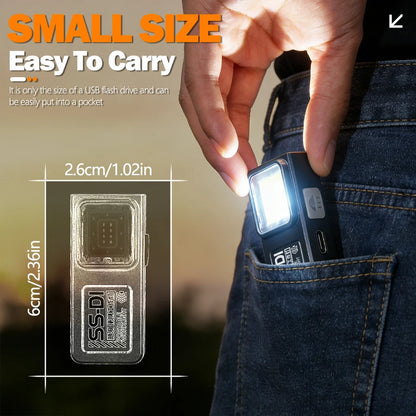 USB Rechargeable LED Work Light Mini Torch Magnetic Flashlight Camping