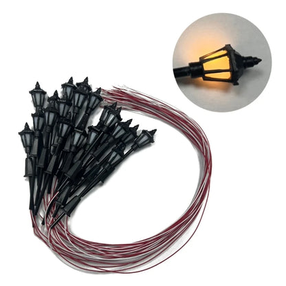20pcs Model Street Lamp White Warm Light for Sand-table Exercise Garden