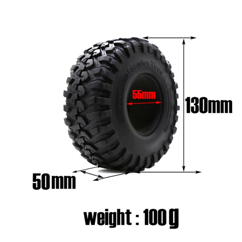 4pcs 2.2 Beadlock Wheels & Rubber Tires Set for 1/10 RC Crawler TRX4 SCX10 D90