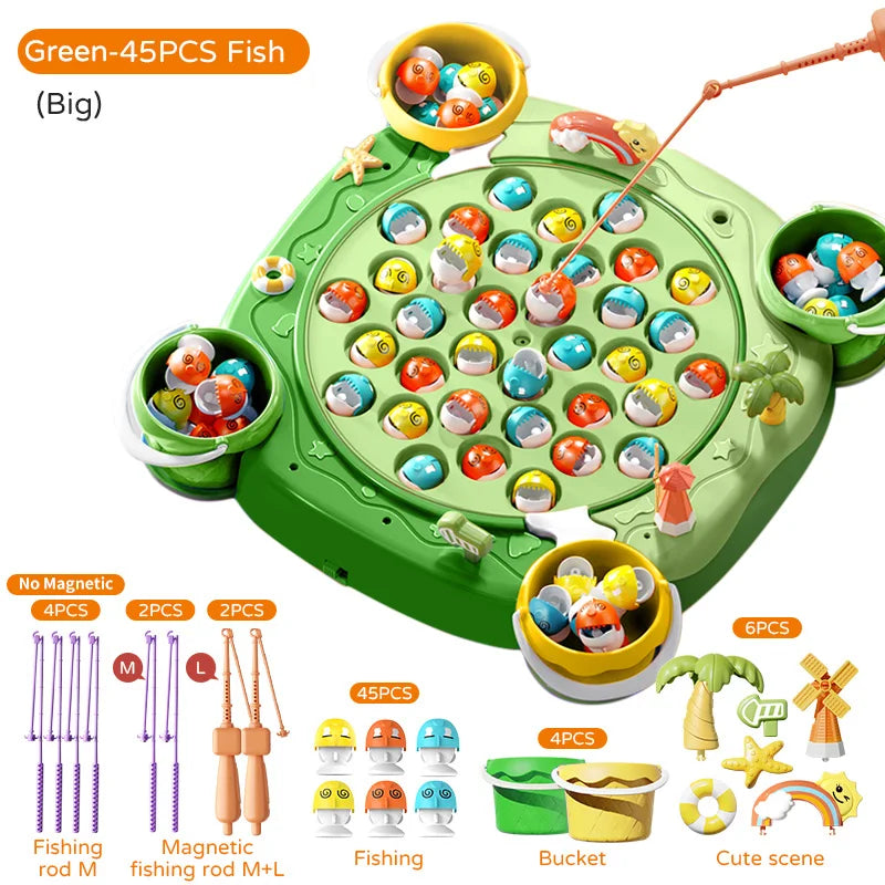 Kids Magnetic Fishing Play for Children Electric Fishing Toy Have Music Spinning Game Fish Rod Education Baby 3 Year Gifts-EXPROTAS
