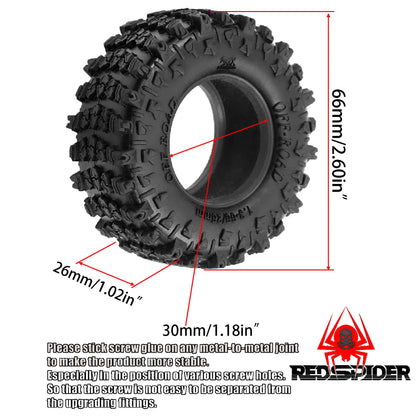 4pcs 1.3 Wheels Soft Sticky Rubber Tires for 1/24 1/18 SCX24 TRX4M Crawler